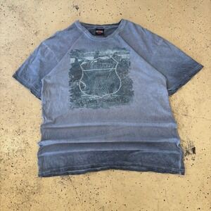 Harley-Davidson Motorcycle Kansas City Graphic FaderT-Shirt Blue Size Large